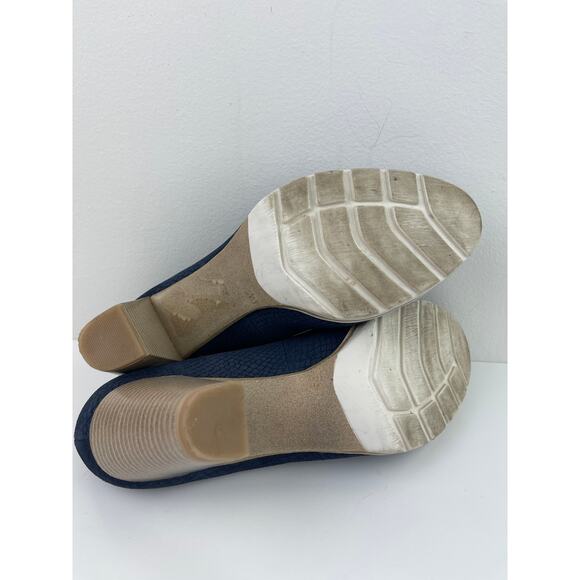 Marco Tozzi Blue Heels Snake Textured Almond Toe Block Heel Leather Size 39 8.5 - Picture 6 of 7